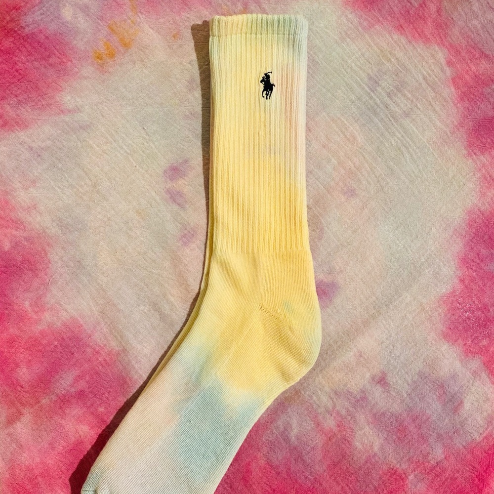 Hand dyed polo calf high socks